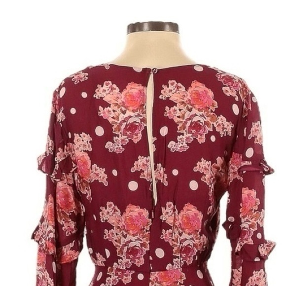 La Maison Talulah So Lovely Ruffle Mini Dress Rose Pink Polka Dot Floral XS NWT - Picture 4 of 9